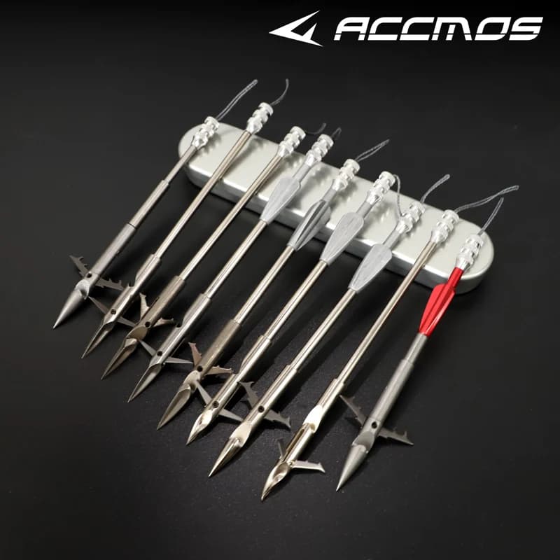 2 pz in acciaio inox caccia pesca freccette fionda catapulta freccia pesce fionda arco tiro caccia freccette