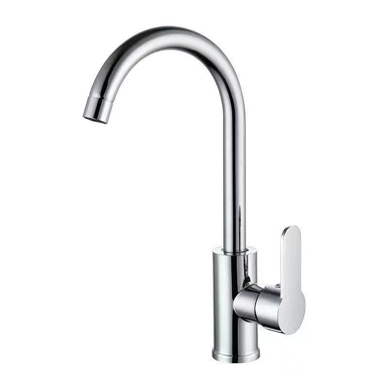 Rubinetto da cucina monocomando in acciaio inossidabile cromato Rubinetto per lavello Miscelatore acqua calda e fredda Rubinetto per bagno montato su piano