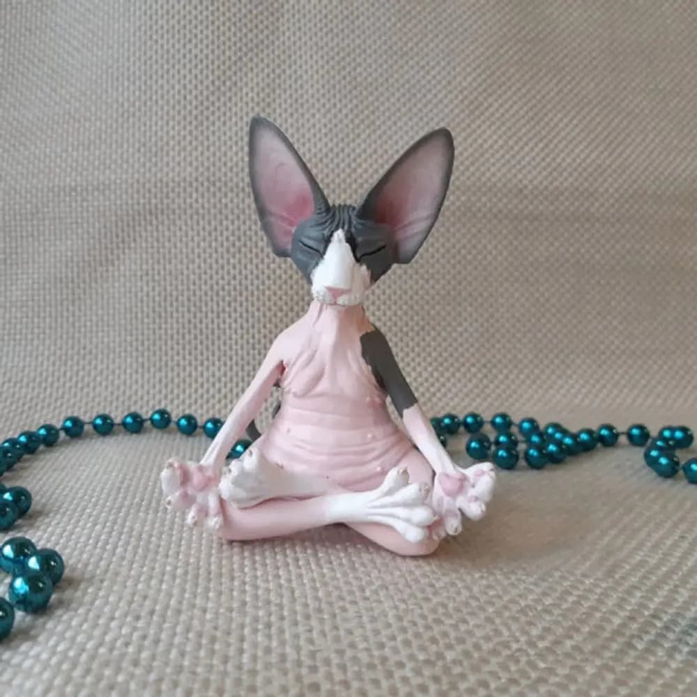 Statuetta in Resina di Gatto Senza Pelo, Modello Animale Realistico di Gatto Sfinge, Figura Decorativa Artigianale