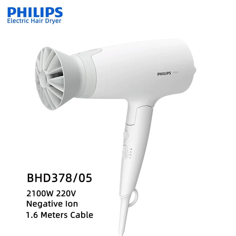 Philips BHD378 Hair dryer ionic 220V 2100W High power 20 million negative ions Foldable hair care hair care hair dryer 6 heat settings