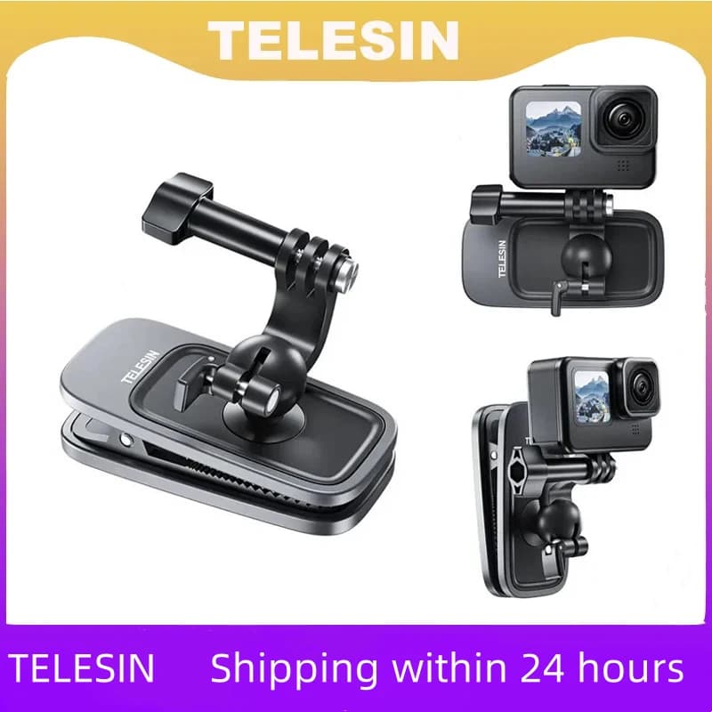 TELESIN 360 ° Magnetic support for backpack clamp with rotation for GoPro Hero 11 10 9 8 7 6 5 Insta360 DJI Action Camera Accessories