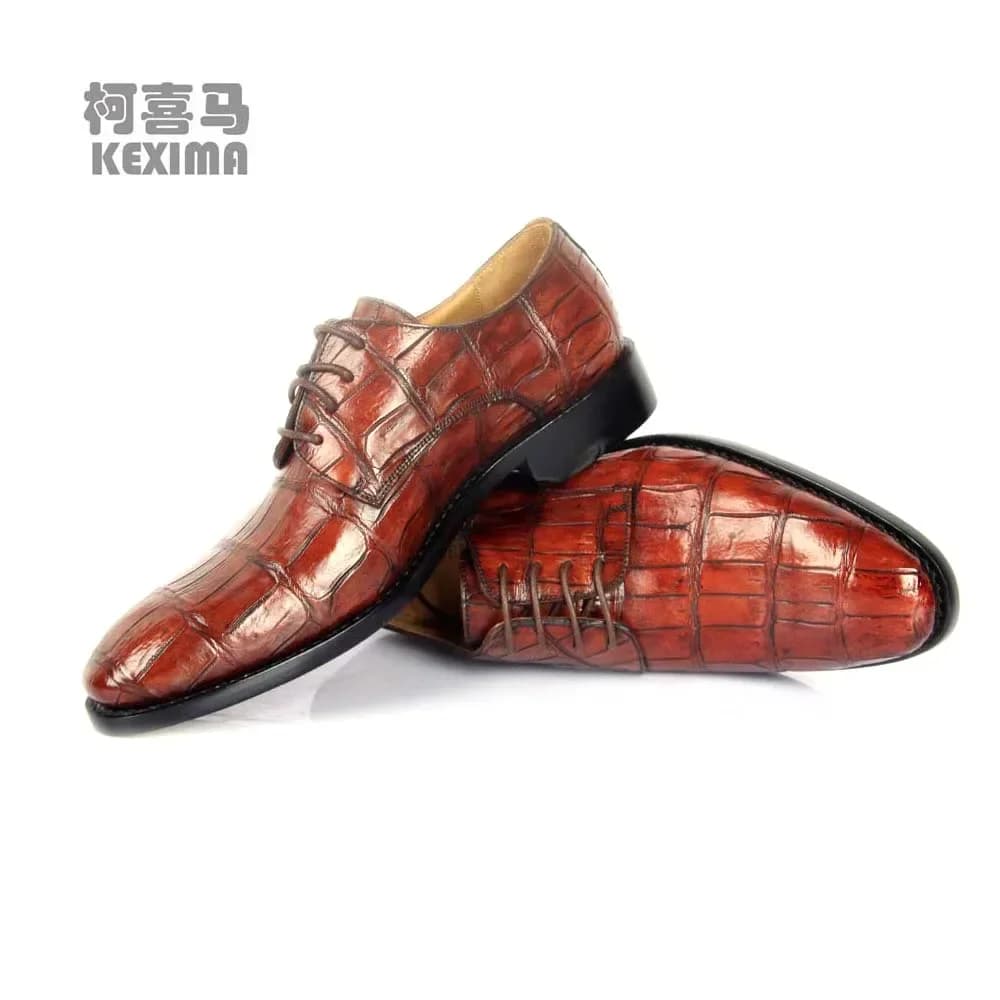 hulangzhishi nuova pelle di coccodrillo Colore pennello Scarpe formali da uomo Scarpe in pelle fatte a mano da uomo scarpe di coccodrillo