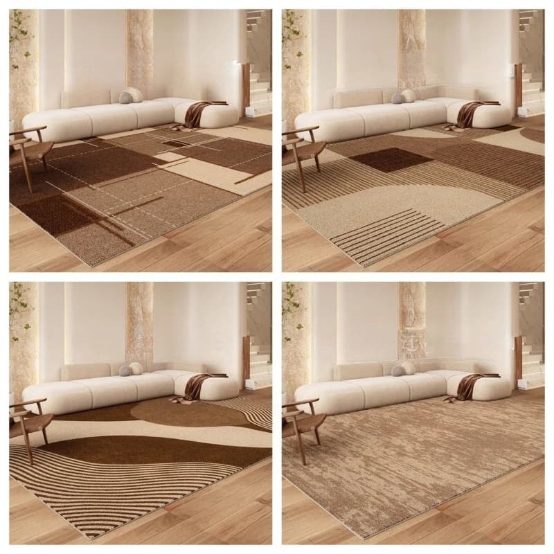 Tappeto da soggiorno moderno in stile marrone, divano, tavolino, decorazioni per la casa, tappetino, comodino interno, morbido, antiscivolo, lavabile, per macchina