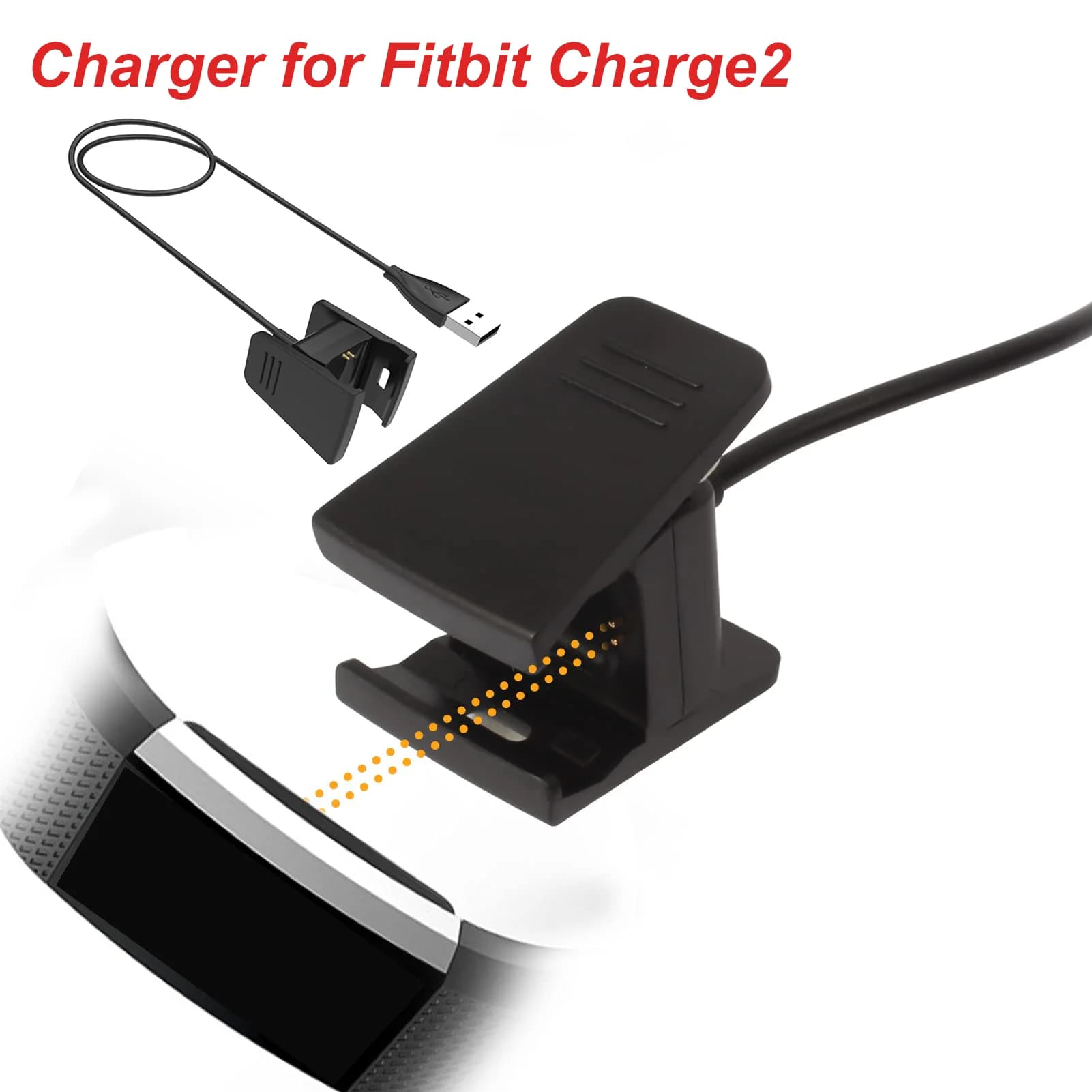 USB Plug Charger For Fitbit Charge2 Replacement Clip Charging Cable Dock For Fitbit Charge2 Smart Watch Chargeing Line