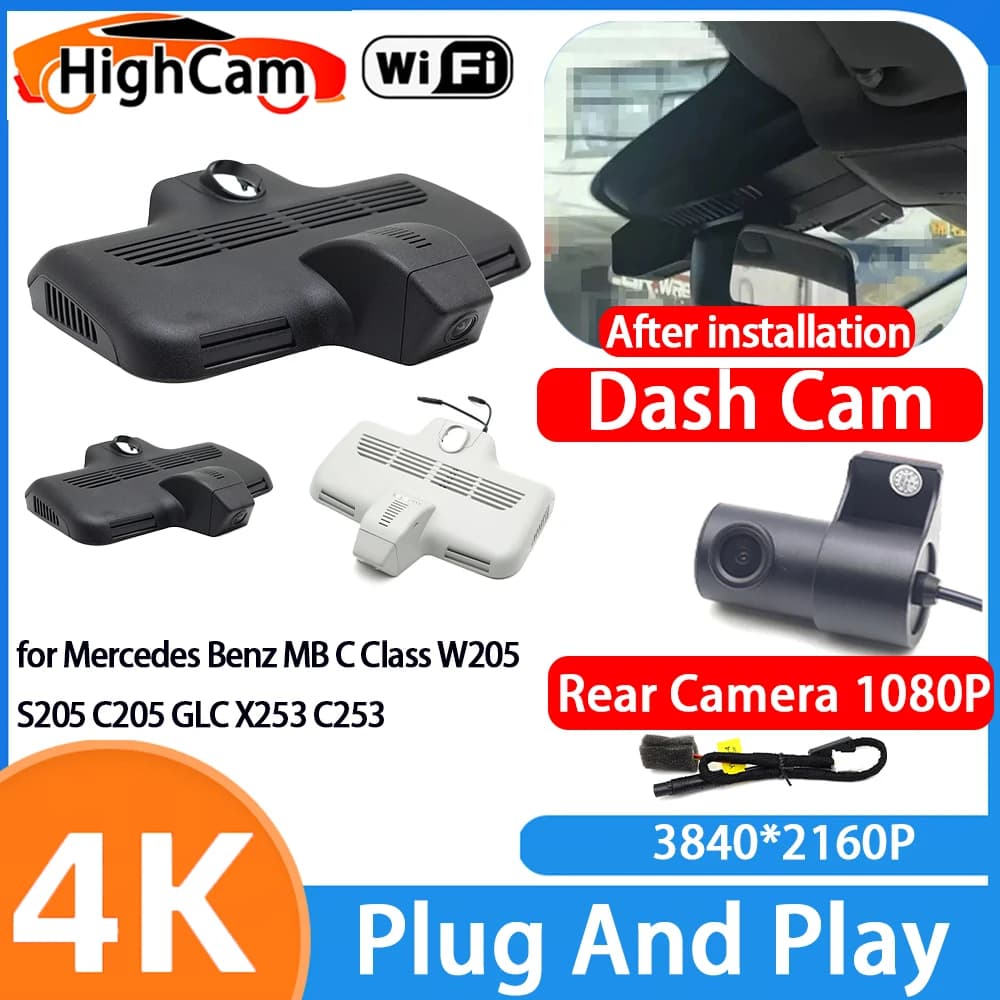 HighCam for Mercedes Benz MB C Class W205 S205 C205 GLC X253 4K Wifi 2160P OEM Car DVR Video Recorder Dash Cam Front Rear Camera
