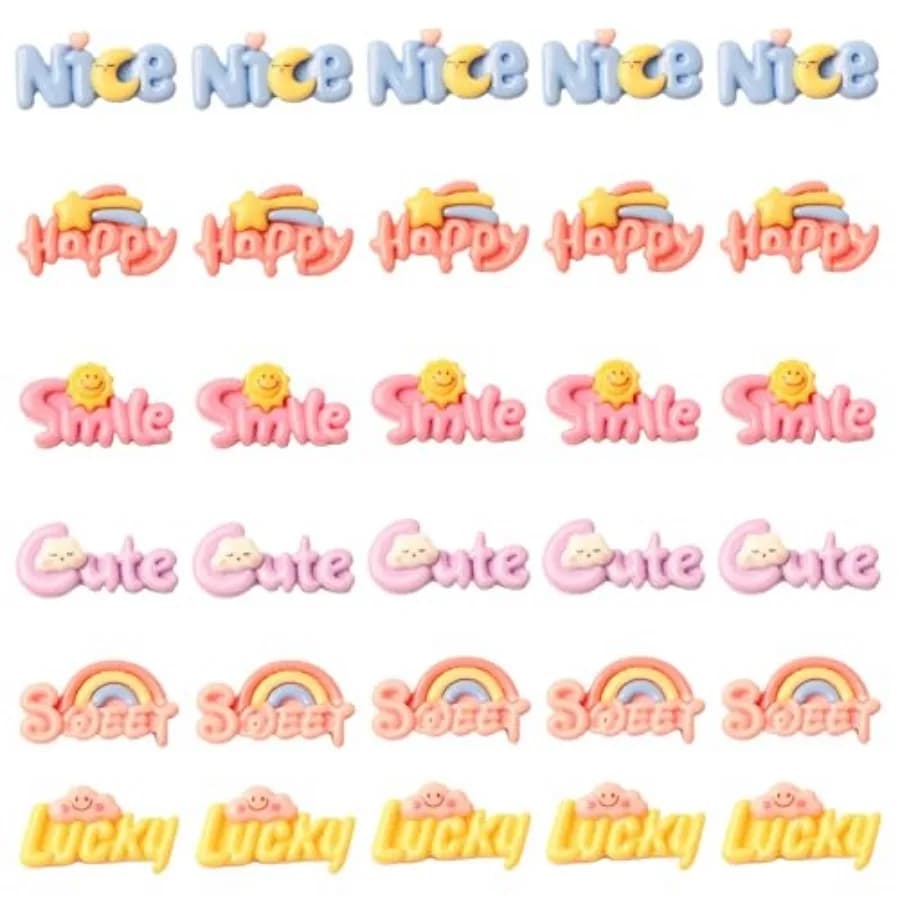 30-Pack Cute Rainbow Letter Resin Charms, DIY Jewelry Making Accessories, Craft Supplies for Hair Clips, Shoe Buckles, Hat Appl