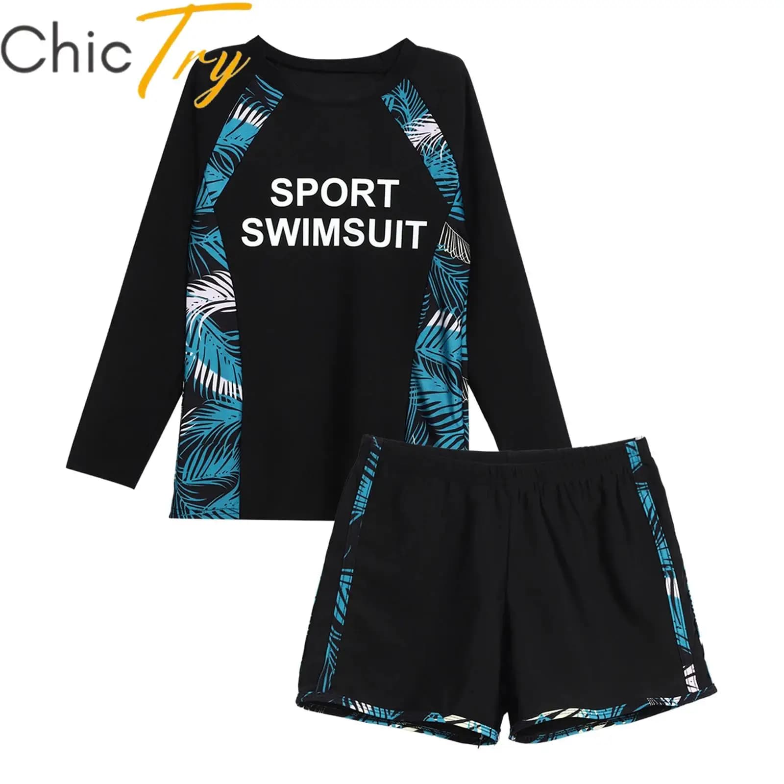 Shorts Swimwear Swimwear Long Sleeved Swimwear Rash Guard Top with Shorts Swimwear Swimwear Swimming Surf