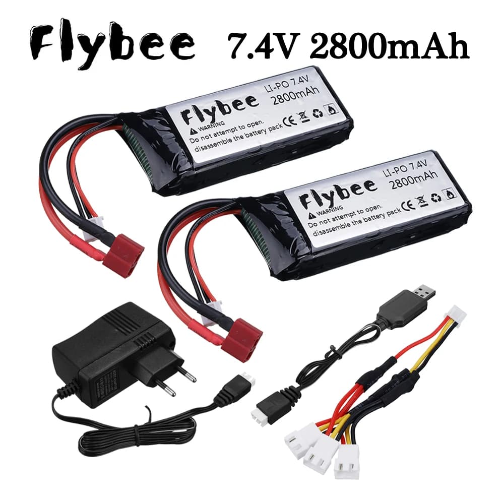 Batteria Lipo Rc Lipo 2800mah 2S 7.4V per Wltoys 144001 124018 124019 12423 12428 RC Car Truck Tank Toys Parte batteria con spina a T