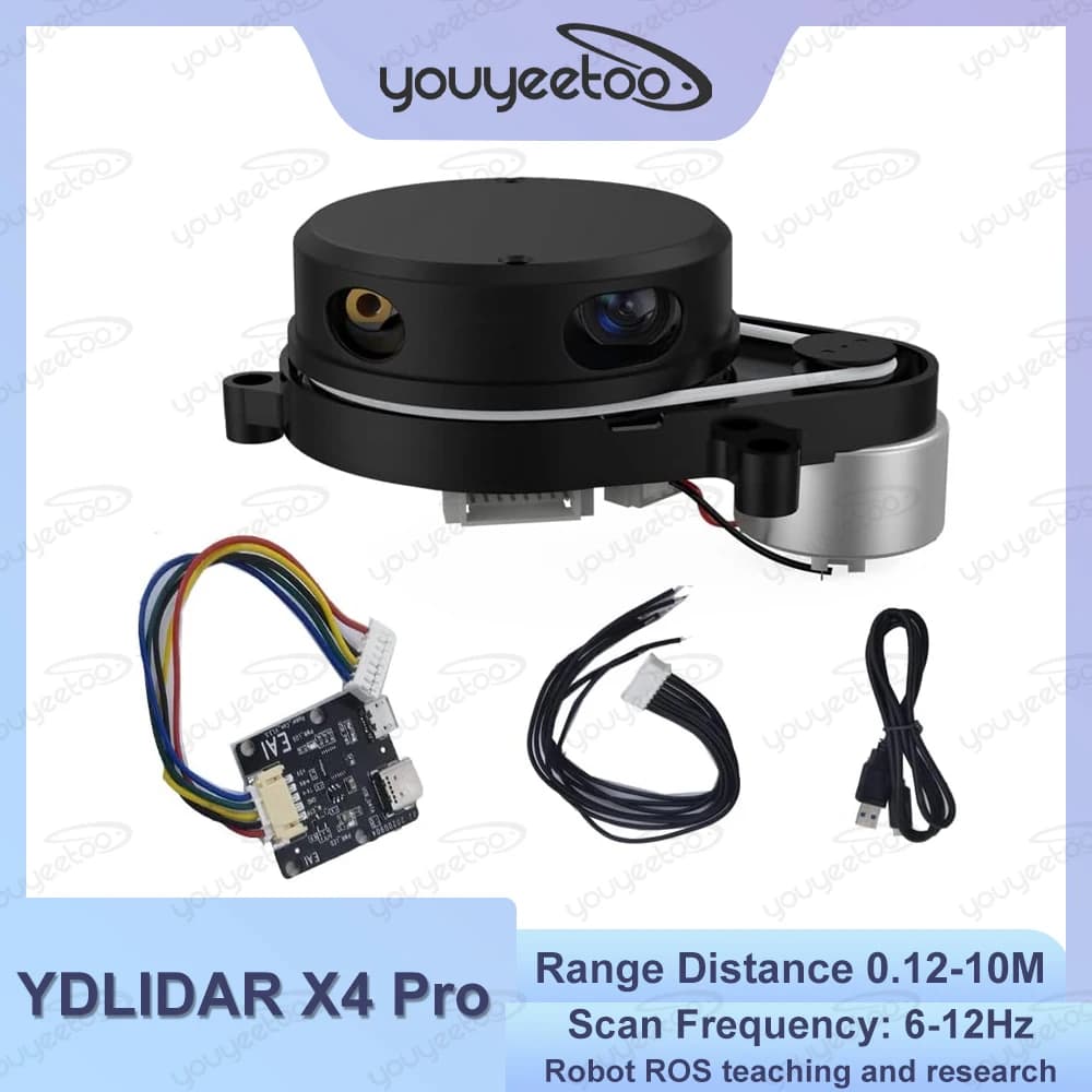 YDLIDAR X4 Pro Gamma laser 2D da 360 gradi Lidar Scanner Triangolare con portata di 10 metri Raggio di scansione per Arduino Raspberry PI