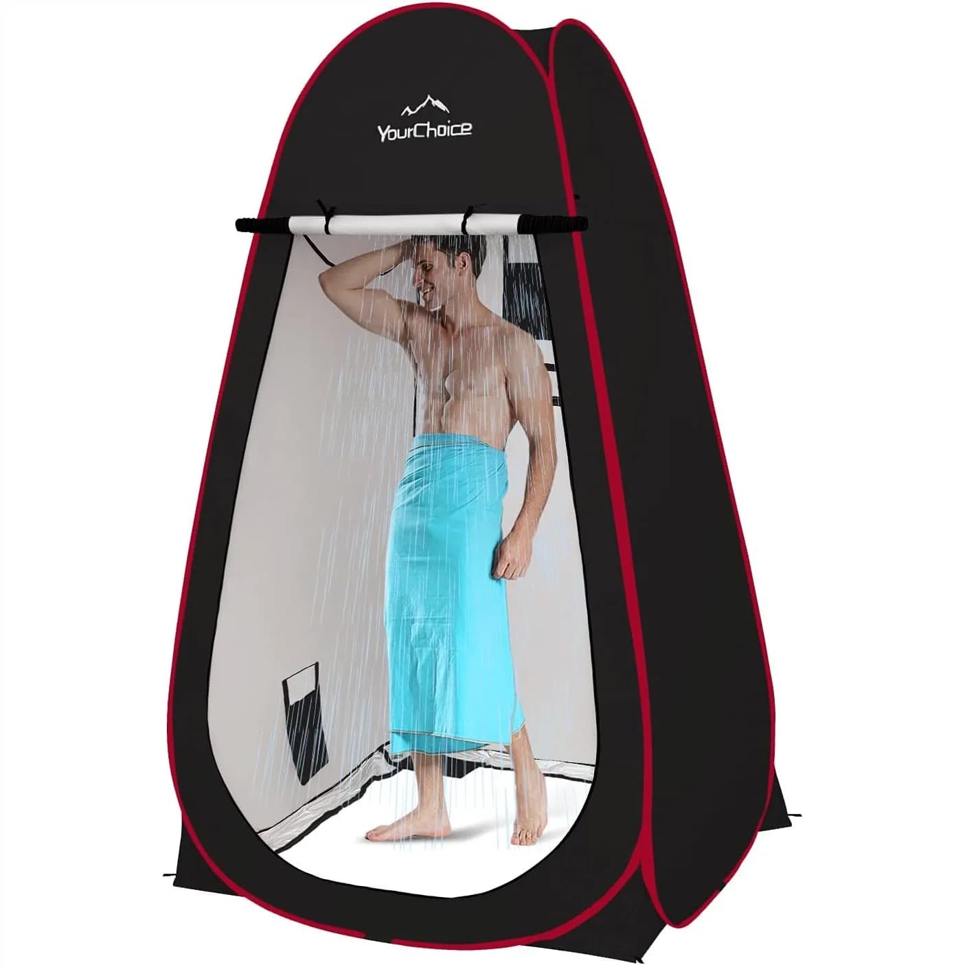 Tenda Pop-Up per la privacy 3.9x3.9x6.9FT, Ampia Spogliatoio Portatile da Campeggio con 2 Tasche Portaoggetti e 4 Sacchi di Sabbia, Doccia da Esterno