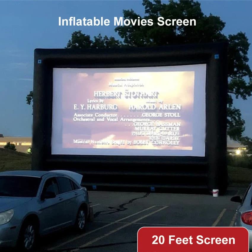 Schermo di film per proiettori gonfiabili da 20 piedi per teatro da spiaggia all'aperto Film domestici Spettacoli televisivi Video Giocare Giochi ecc