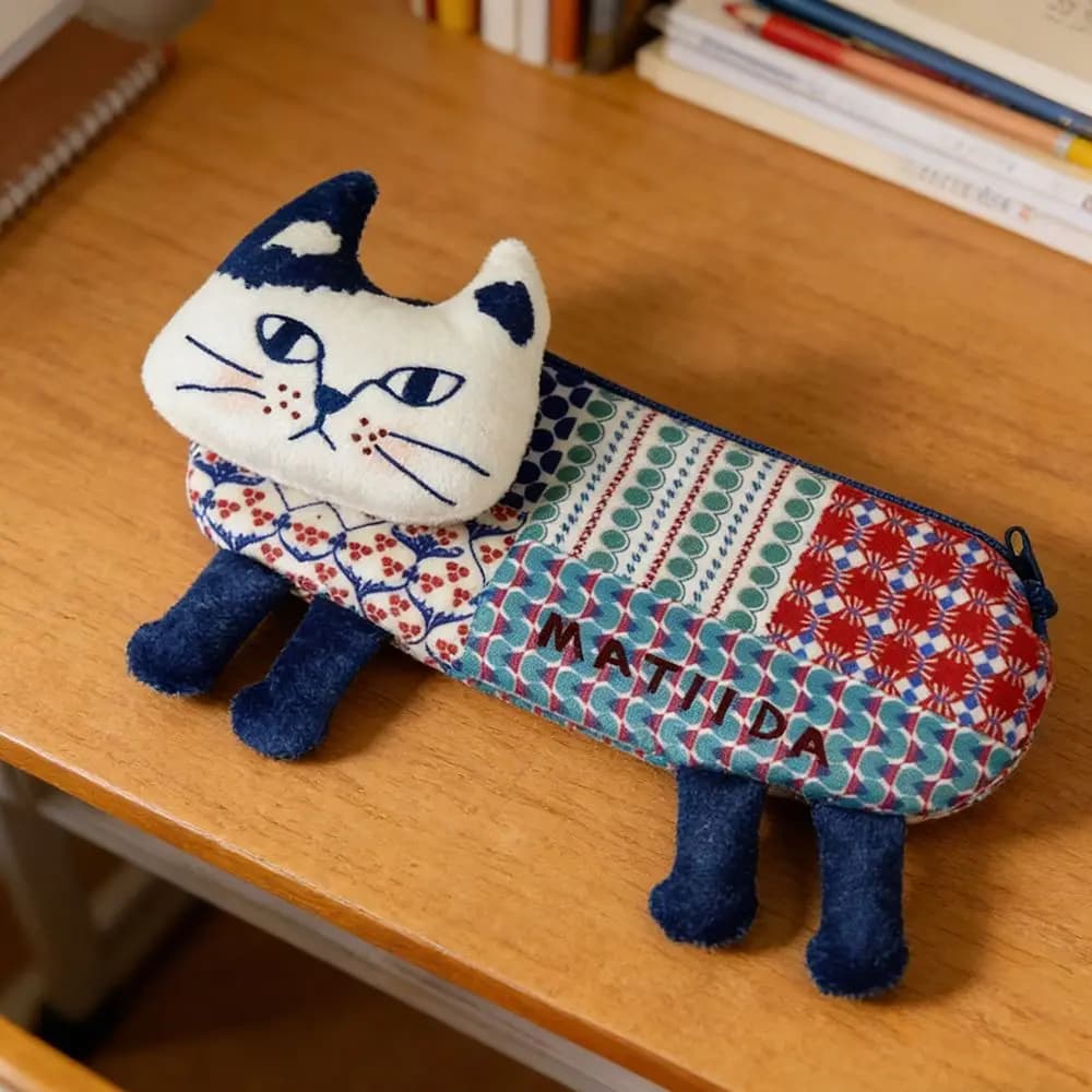 Astuccio Portamatite a Forma di Gatto Grande Capacità, Borsa Portatile per Trucchi, Borsa Portaoggetti a Forma di Gatto, Divertente Borsa Multifunzionale per Studenti
