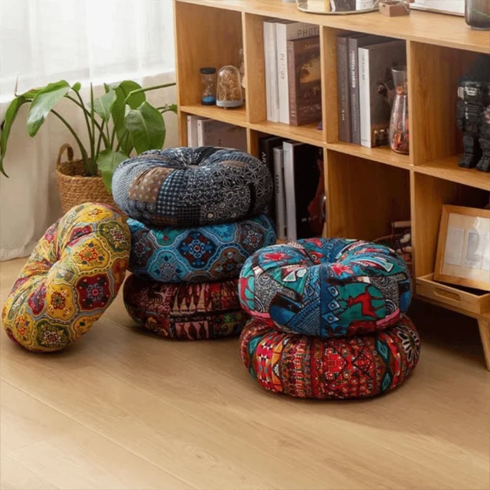 Durable Round Bohemia Style Meditation Cushion Thickened Colorful Floor Pillow PP Cotton Filling Soft Futon Indoor
