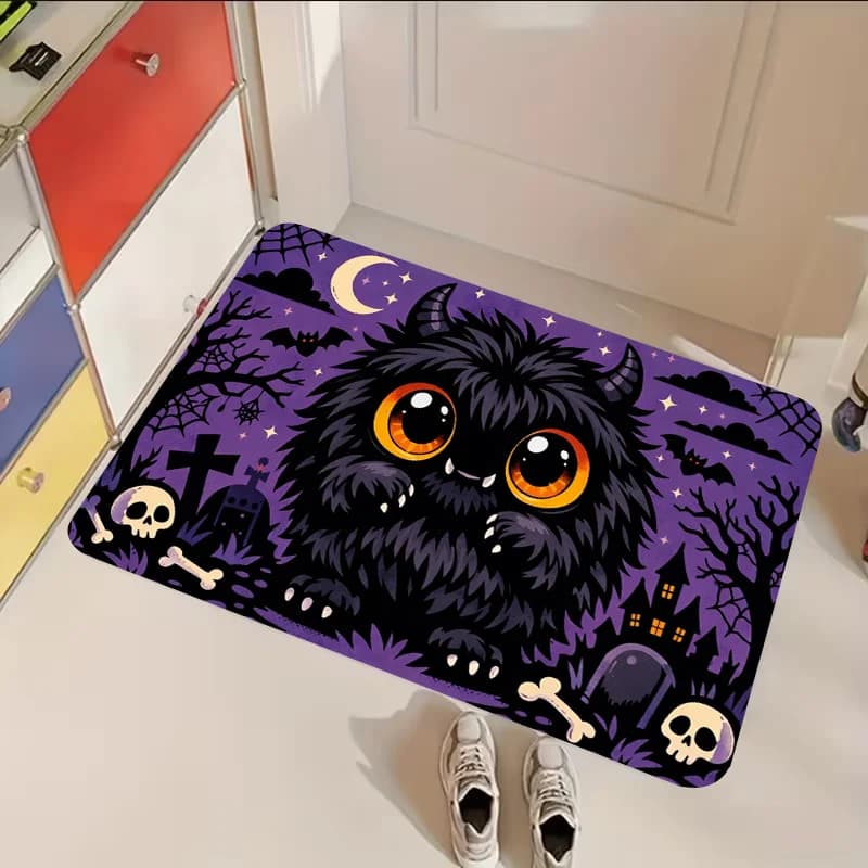 VIKAMA Tappeto d'ingresso con stampa piatta 2D, simpatico tappetino con mostro, tappeto di benvenuto per camera da letto, tappeto per soggiorno, decorazione per la casa