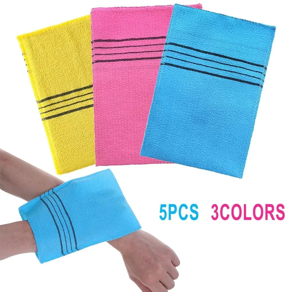 5 pezzi doccia bagno scrub guanto coreano esfoliante corpo scrub asciugamano da doccia panno portatile per adulti spazzole a grana grossa