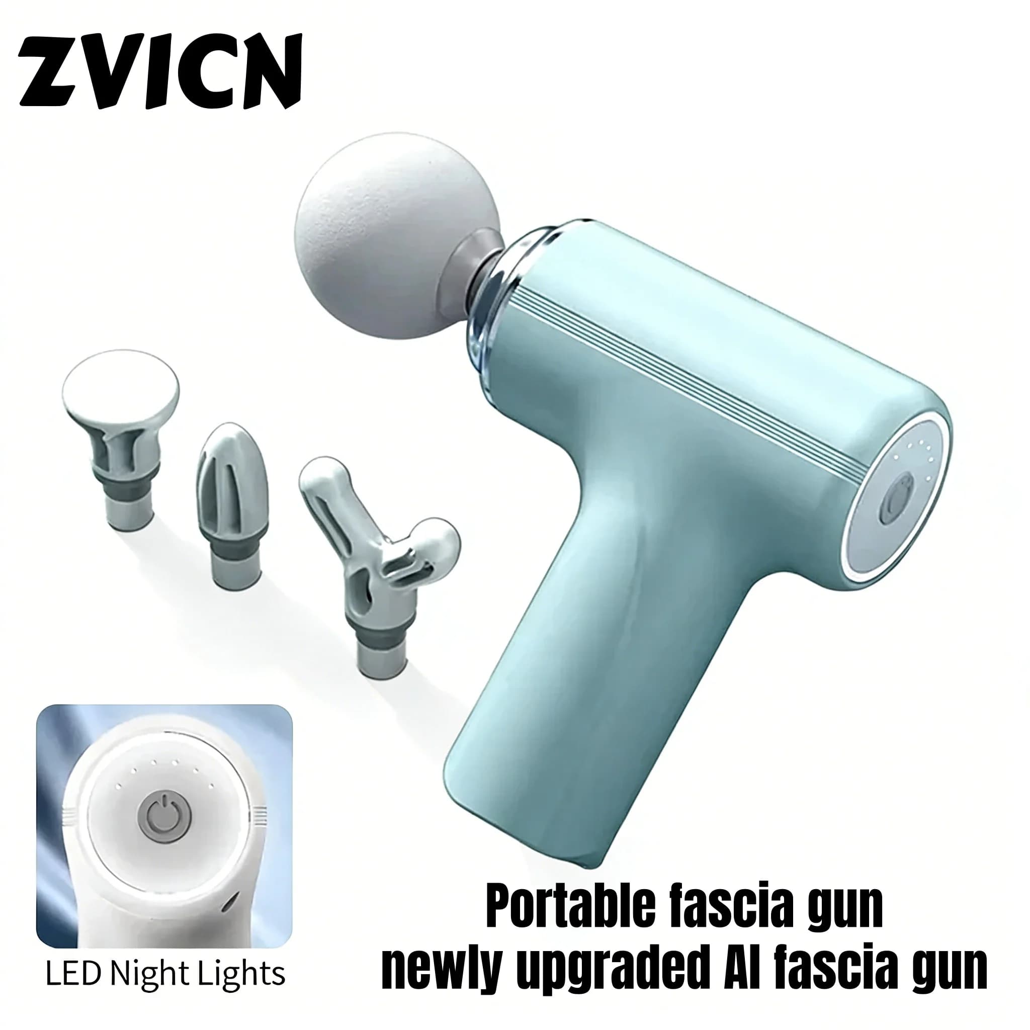 Pistola Massaggiante Portatile AI 2025 per Rilassamento Muscolare con 4 Testine Massaggianti Sostituibili e Luce Notturna a LED