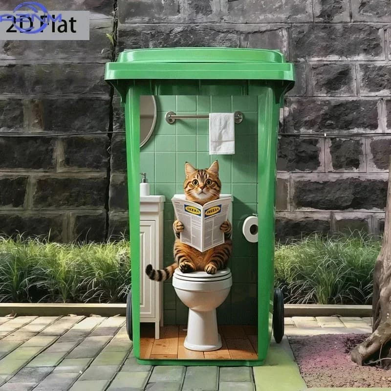 Bin Decor Art Sticker 2D Printed Trash Can Waste Bin Pattern Decal