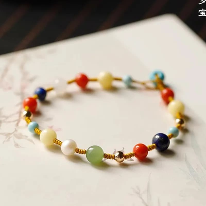 Bracciale in cristallo multi-tesoro Misura regolabile Bracciale con fibbia di sicurezza Bracciale per amicizia con corda a mano Accessori per gioielli affascinanti