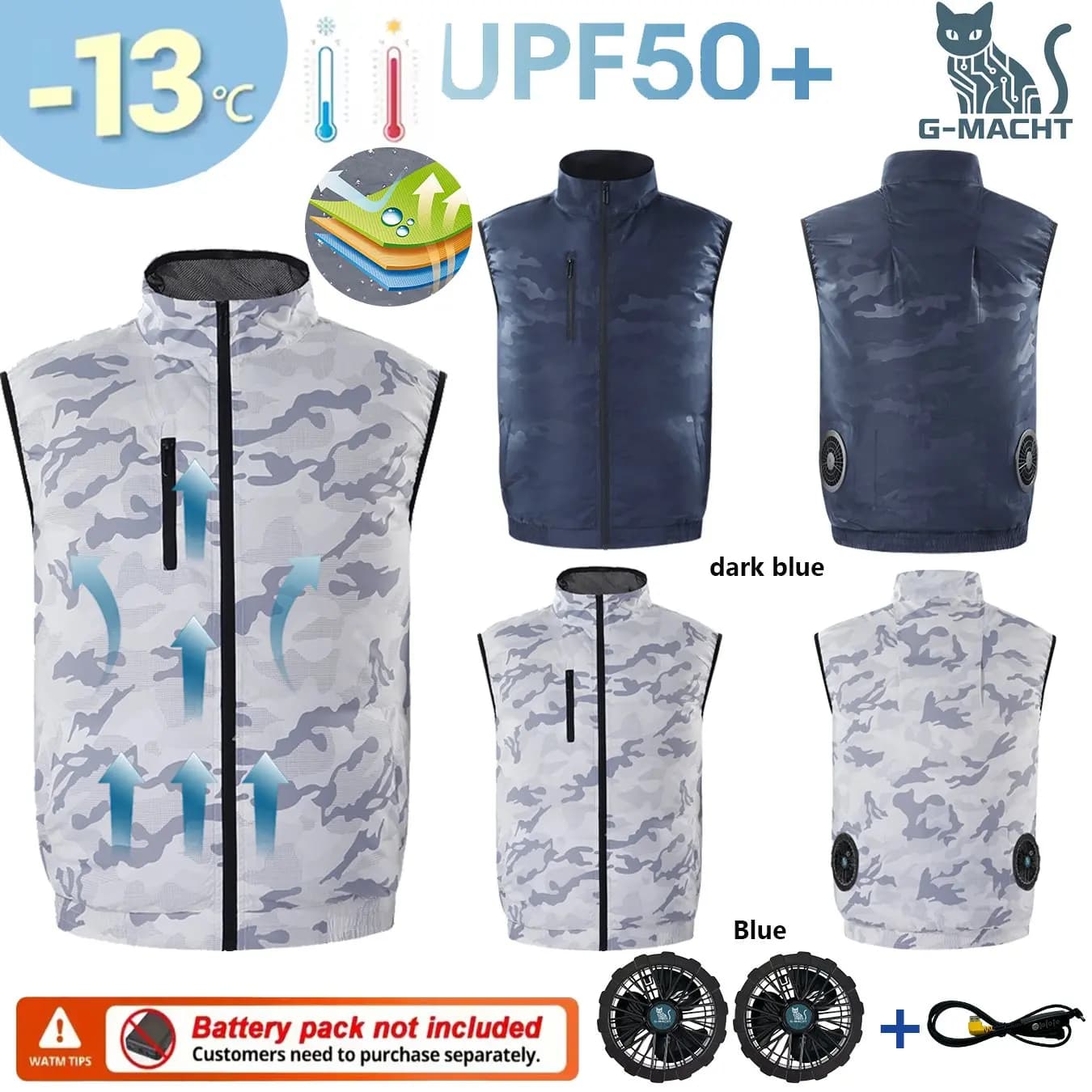 Gilet rinfrescante con ventola USB 12V/5V e cappuccio per uomo, abbigliamento estivo con aria condizionata, in poliestere traspirante per lavori all'aperto ad alte temperature