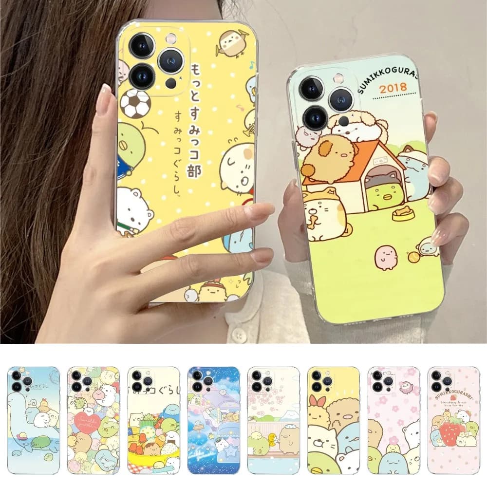 Sumikko Gurashi Custodia per telefono carina per IPhone 15 14 11 12 13 Mini Pro XS Max Cover 6 7 8 Plus X XR SE 2020 Funda Shell