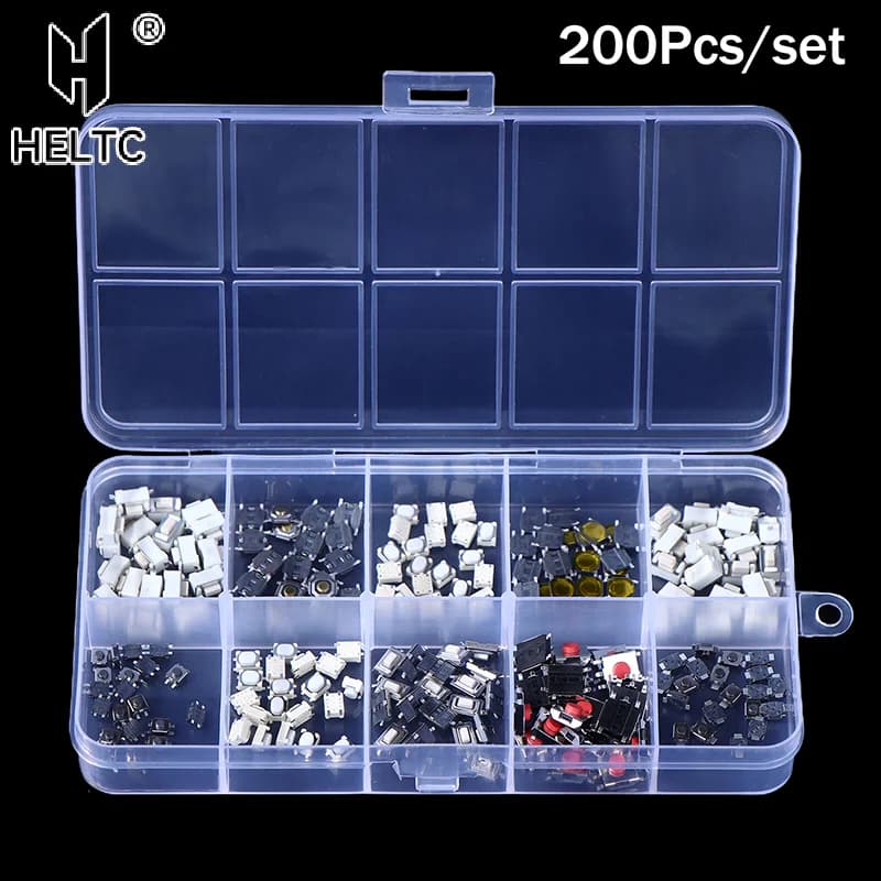 200 pcs 10 Types Durable Auto Remote Control Tablet Actile Auto Keys Button Switch Touch Micro Switch With Box