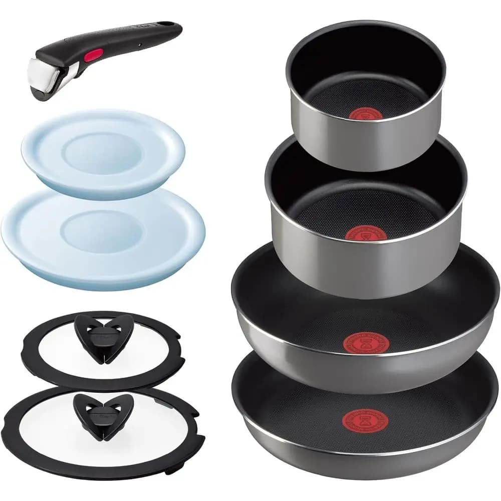 Set di 9 Pentole Rimovibili Antiaderenti, Grigio