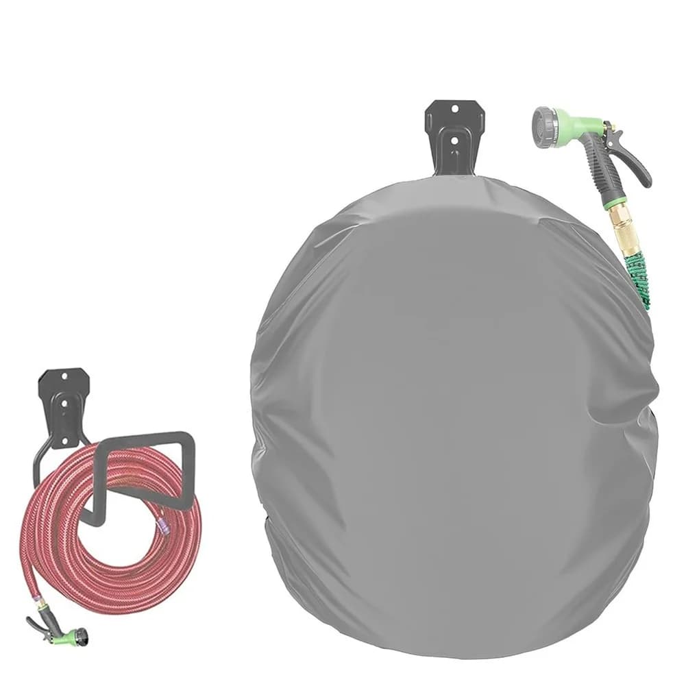 Protezione per tubo da giardino da parete in tessuto Oxford 420D con rivestimento argentato, traspirante, antipolvere, impermeabile, soluzione per esterni 51 56 21 cm