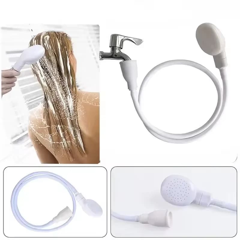 Doccetta Portatile Universale per Animali Domestici con Tubo Flessibile e Rubinetto, per Lavaggio Pelo e Shampoo, con Tubo di Scarico, Doccia Manuale da Bagno