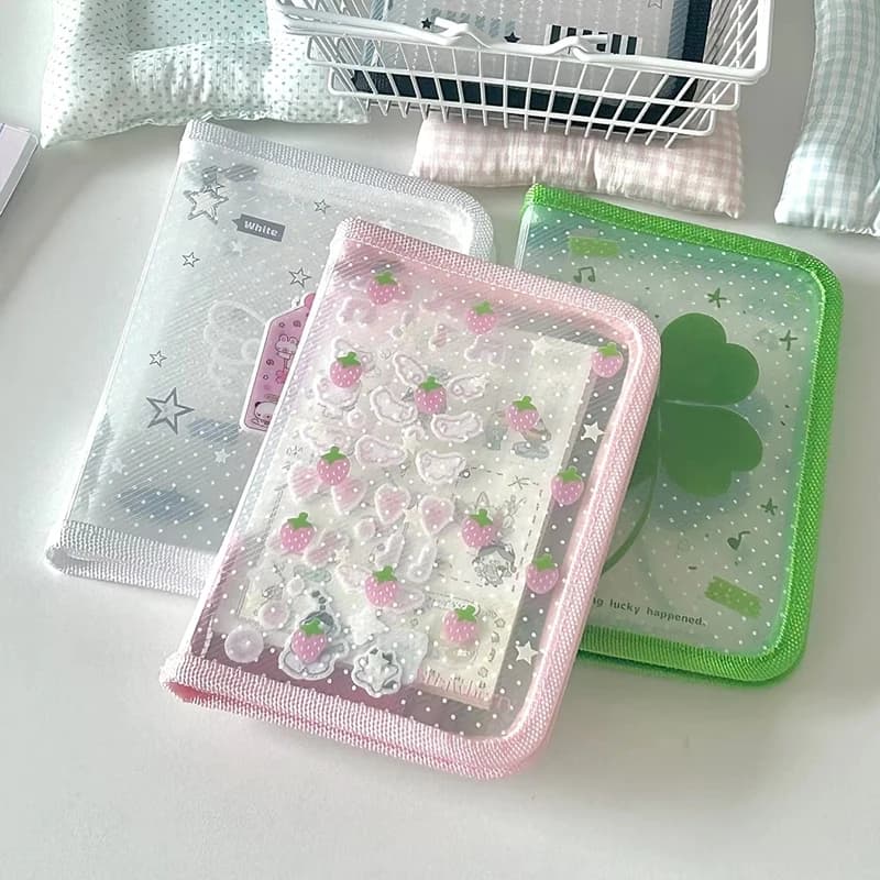 Cute Stationery Storage Folder File PP Twill Zipper Pouch Document Bag Zip File Folder School Office Supplies