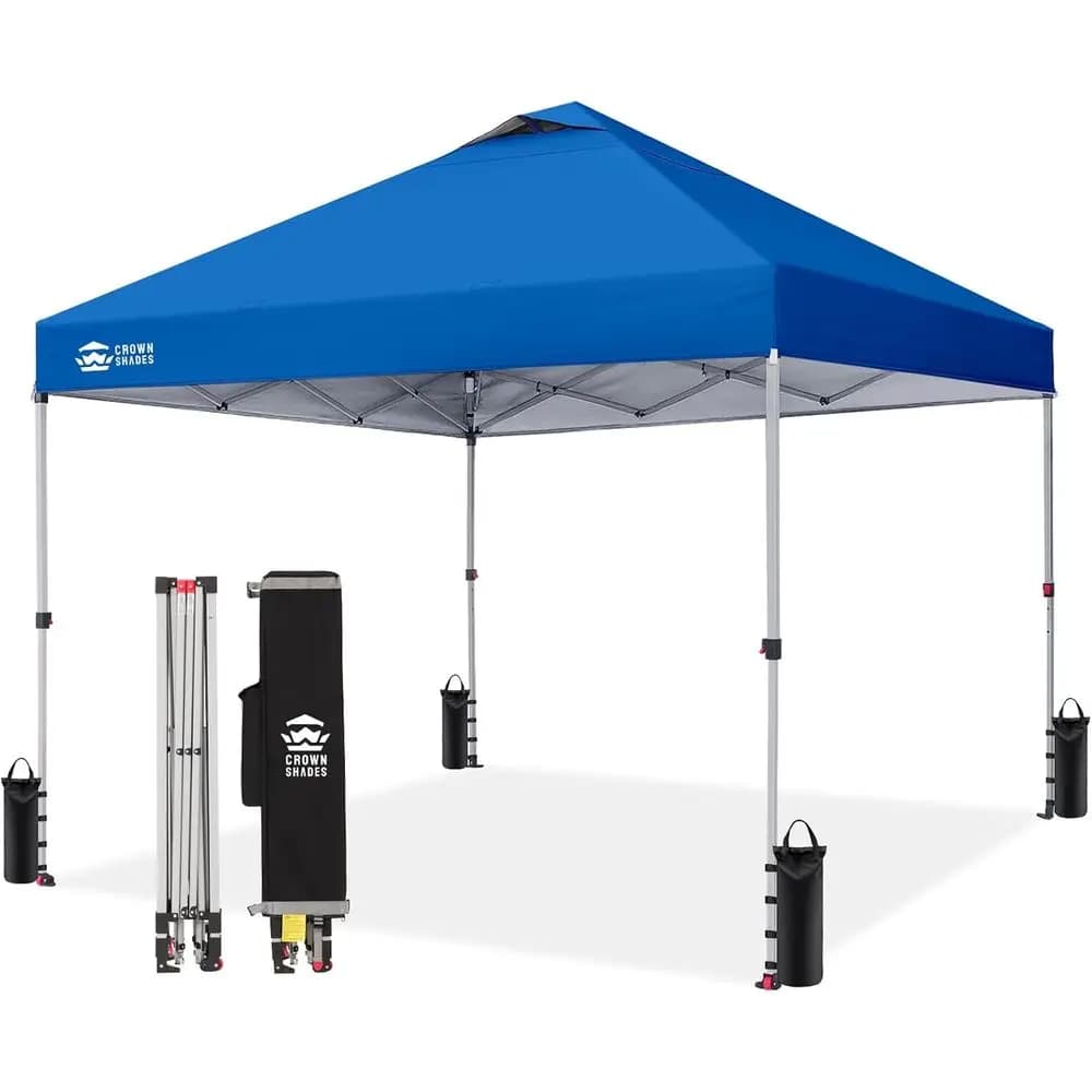 Tenda da Spiaggia Istantanea 10x10 - Montaggio Rapido per Ombra all'Aperto, Eventi e Campeggio con Borsa Portatile, Tetto Argentato, Blu