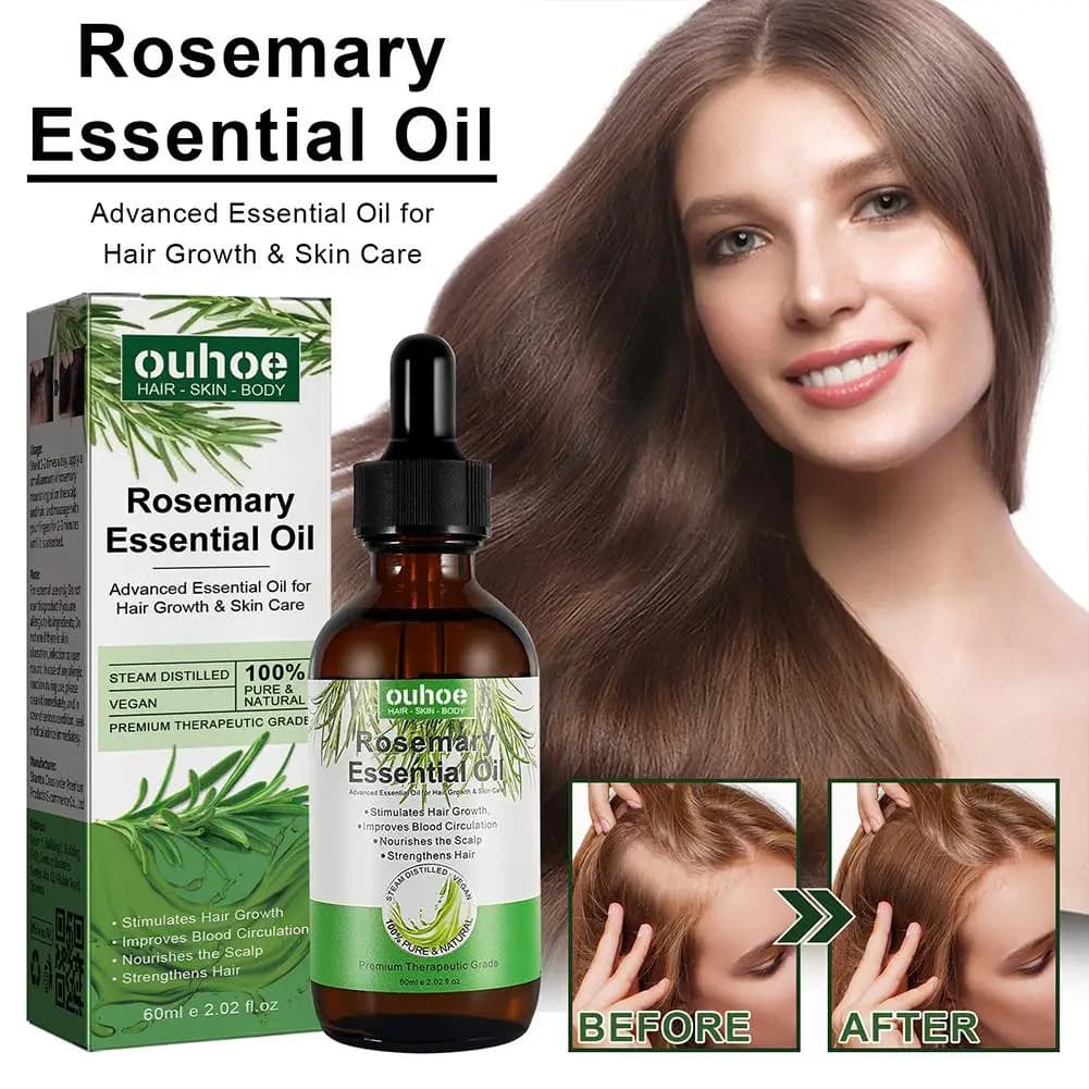 60ml Olio Essenziale di Rosmarino Cura Dei Capelli Rafforza I Capelli Nutre La Crescita Organica Della Perdita Del Cuoio Capelluto Anti Naturale Promuove I Capelli Puri G4U9