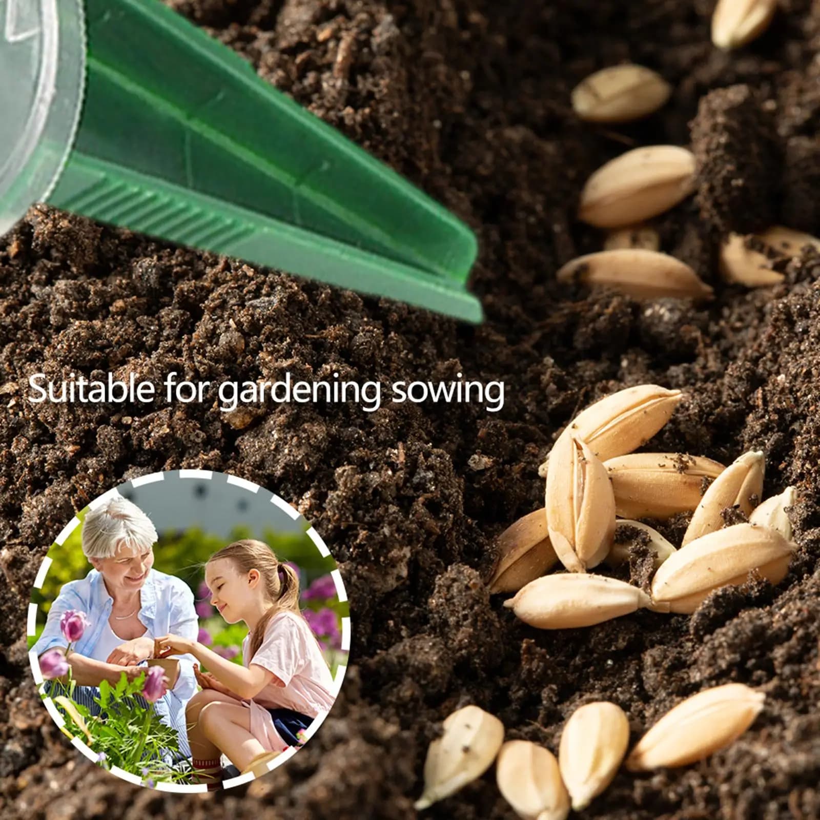 Flower Seed Sprinkler with Manual dial with Adjustable Multifunctional Green Multifunctional Hole for Gardening Sowing