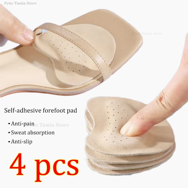4 Pezzi Adesivi Antiscivolo per Sandali, Cuscinetti in Pelle per l'Avampiede, Inserti per Scarpe con Tacco Alto da Donna, Solette Ammortizzanti per Dita, Cuscinetti per la Cura dei Piedi