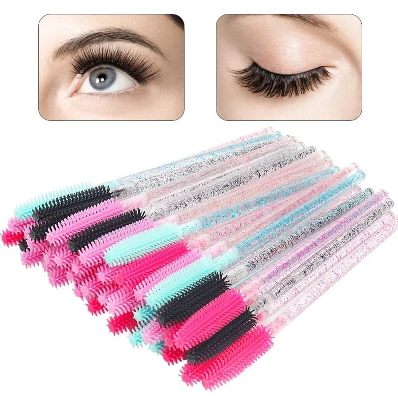For Women Beauty Makeup Brushes Beauty Makeup Brushes Silicone Crystal Mascara Bags Application Brushes for disposable diamond lashes Pettine 50 pieces