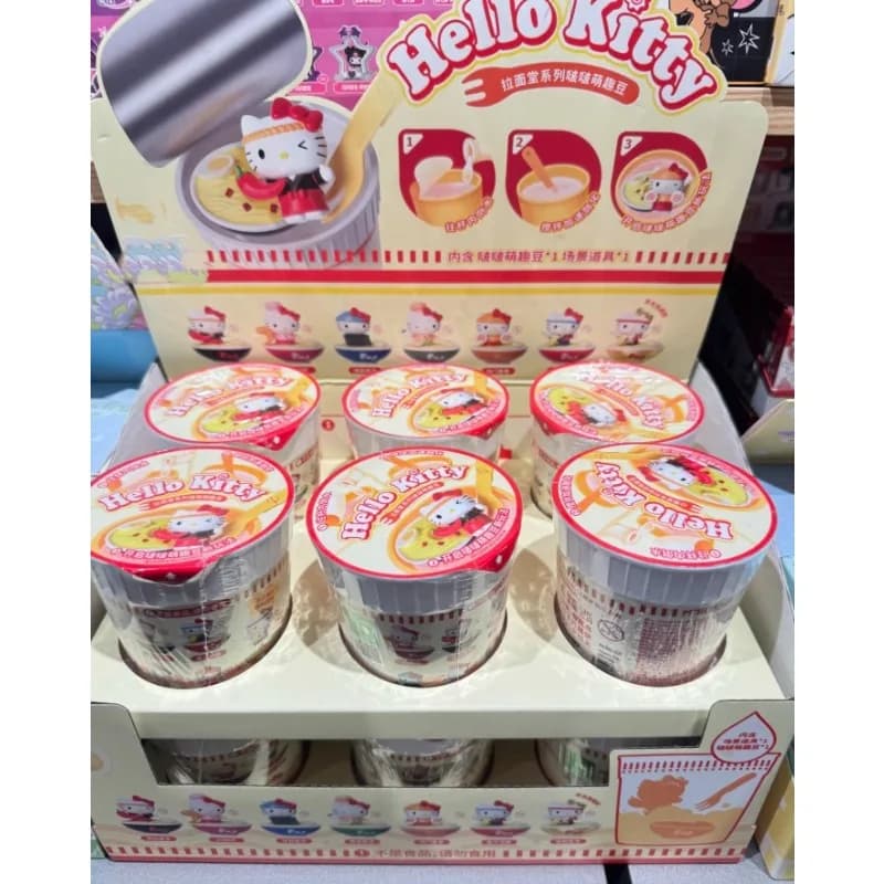 Sanrio Hello Kitty Lamian Noodles Cup Series Blind Box Toys Cute Bean Mini Figure Kitty Cats Doll Model Toys Kdis Gifts