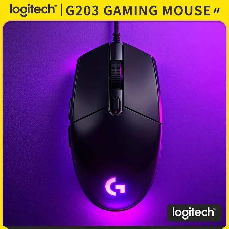 Mouse da gioco Logitech G203 LIGHTSYNC RGB 8000 DPI 6 tasti programmabili 85 g PC leggero Mac Compatibile con laptop