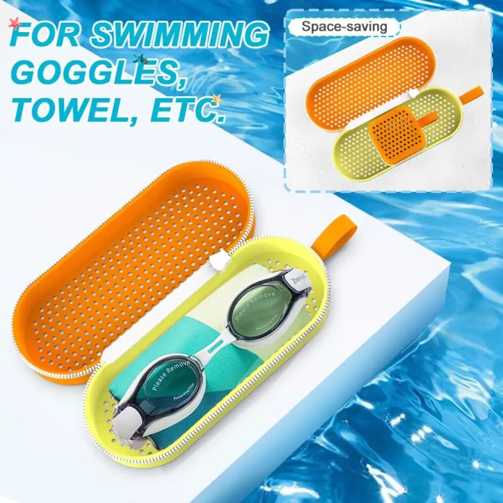 Scatola portaocchiali in silicone con foro di drenaggio, custodia bifacciale per occhiali da miopia, borsa impermeabile morbida per occhiali da uomo/donna