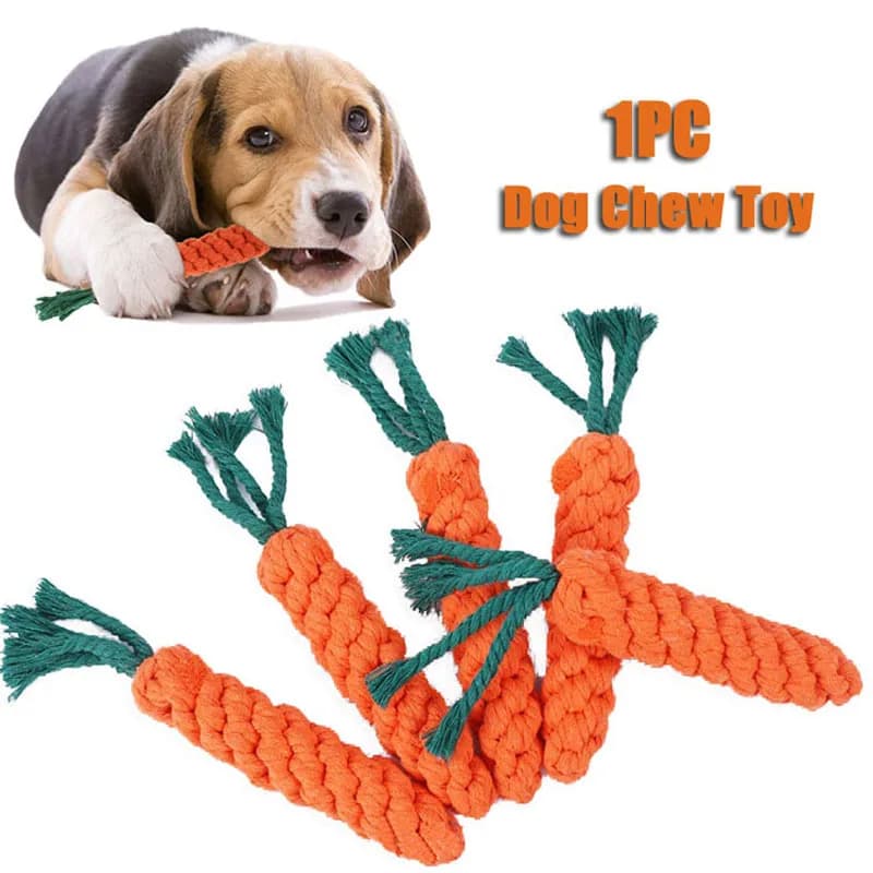 Giocattoli per cani da compagnia Tessuti a mano a forma di carota Corda di cotone Giocattolo Cucciolo Molare Pulizia dei denti Giocattoli da masticare resistenti ai morsi Accessori per animali domestici Forniture