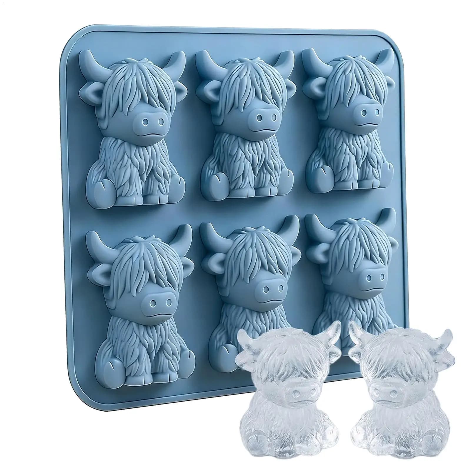 Ice Molds 6 Cute Cavity Cow Shape Maker Silicone Ice Cube Mold Fun Novelty Tray for Summer BBQ Grill Picnic Restaurant Bar