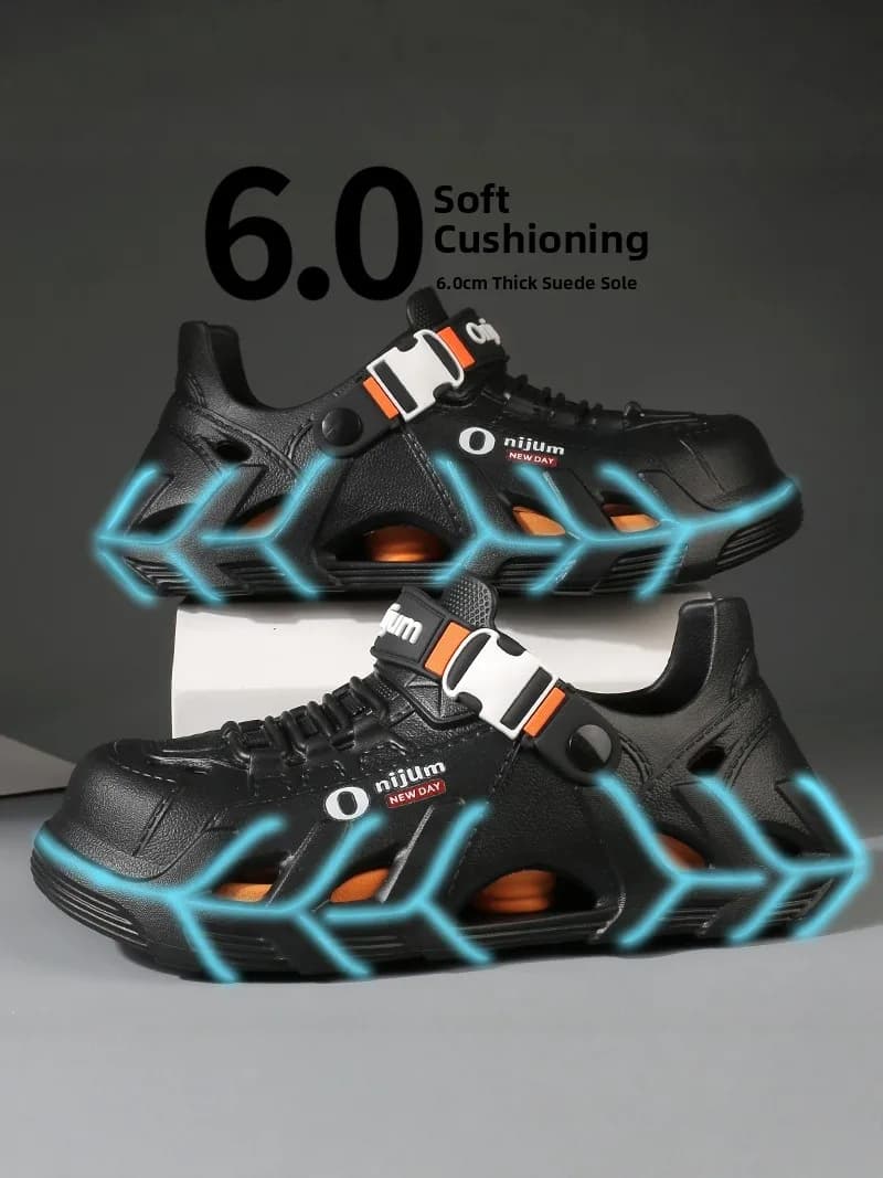 Sandali sportivi estivi da uomo antiscivolo, traforati, a copertura totale, per esterni, da guida, da acqua, slip-on, casual, piatti