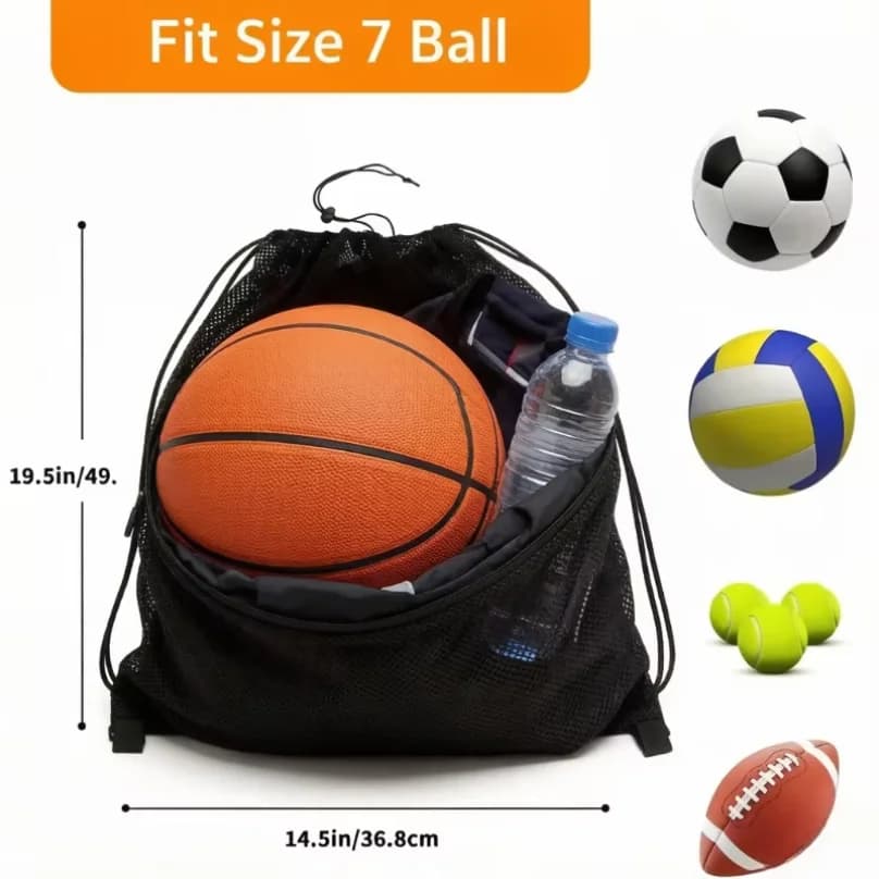 1Pc Basketball Backpack Diamond Mesh Drawstring Sports Bag Large Capacity for Soccer Volleyball Outdoor Gym Training