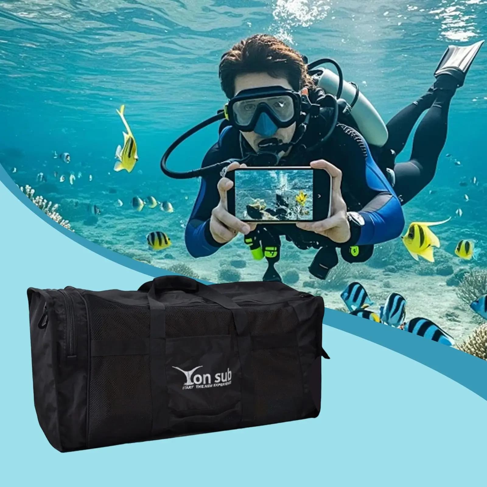 Dive Net Bag, Large Organizer Waterproof with Double Hinge and Handle for Swimming and Snorkeling