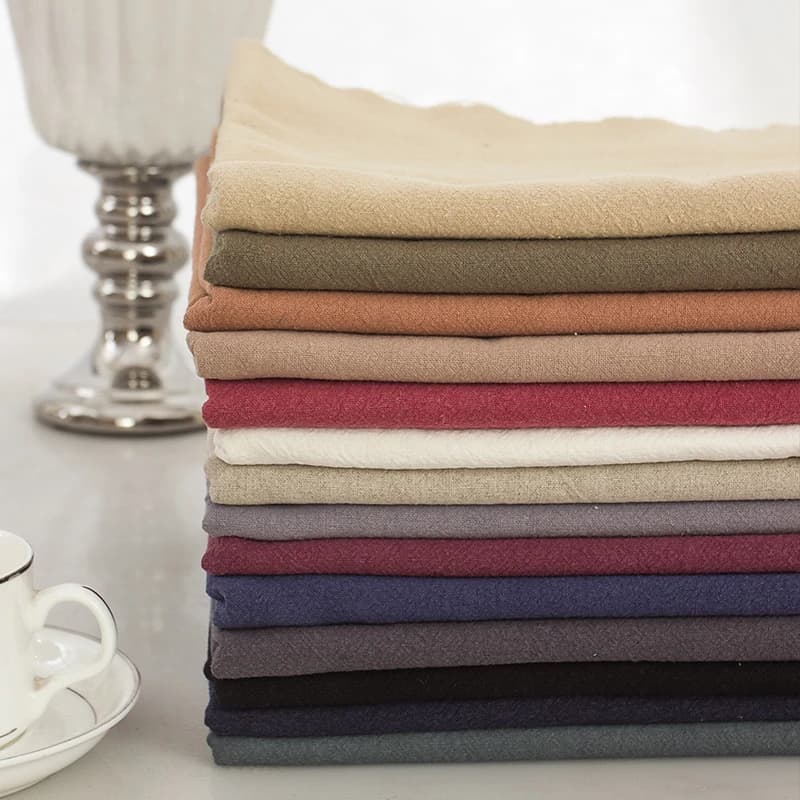 Plain Linen Fabric By The Meter for Needlework Dress Scarf Bag Curtain Diy Sewing Cloth Textile Breathable Soft Khaki Beige Gray