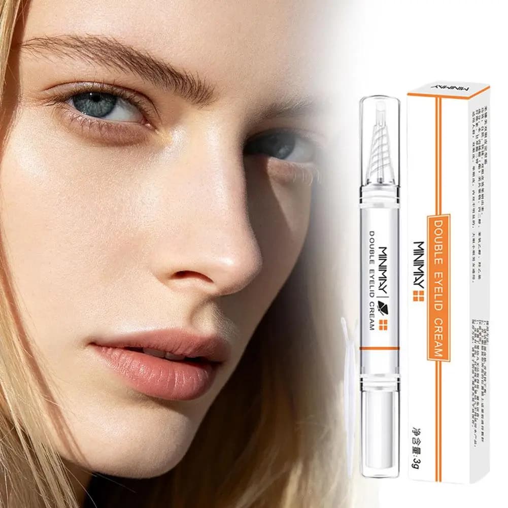 Double Eyelid Shaping Cream 24H Hold Natural Invisible Eyelid Lift Glue with Precision Silicone Brush Big Eyes Makeup Tool
