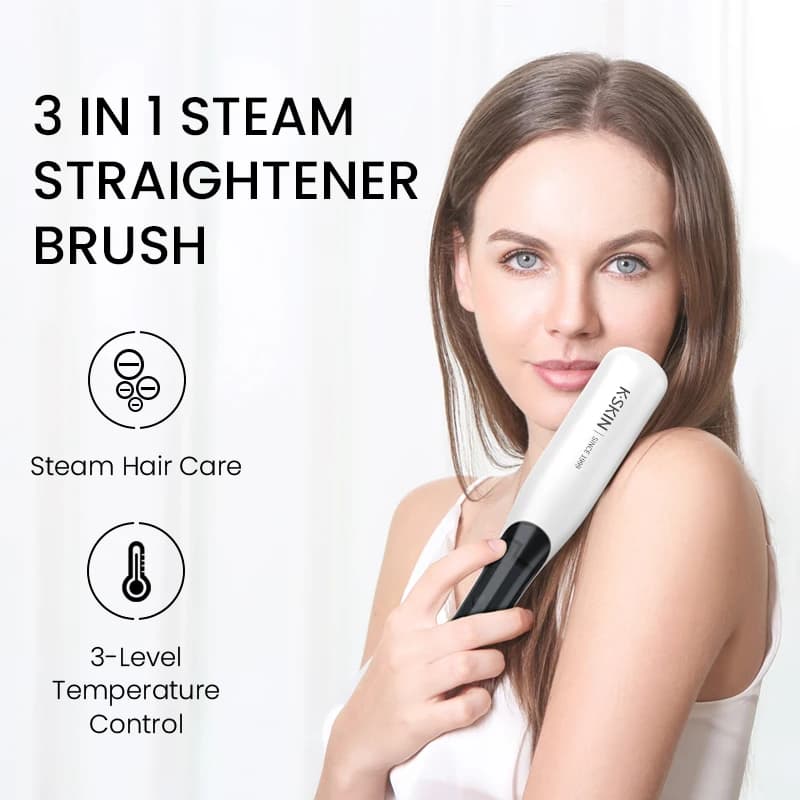 K·SKIN Spazzola lisciante a vapore agli ioni negativi 2 in 1, stiracapelli e arricciacapelli, pettine per lo styling dei capelli in ceramica a riscaldamento rapido anti-scottatura