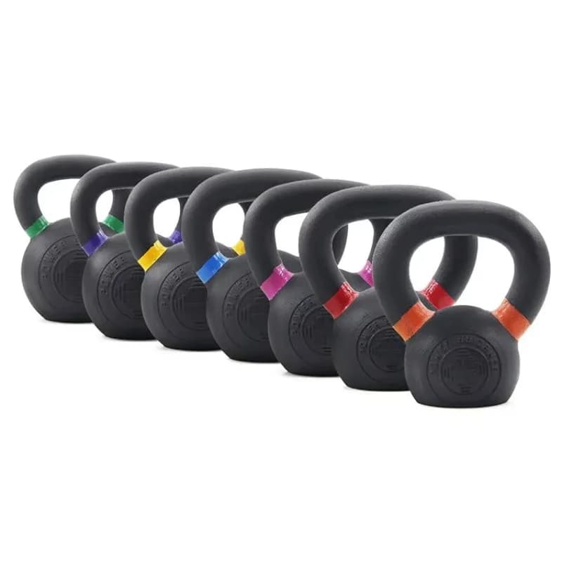 Set of Kettlebell Painted Powder, Cast Iron Kettlebell with Colored Circle, Kettlebell at the bottom