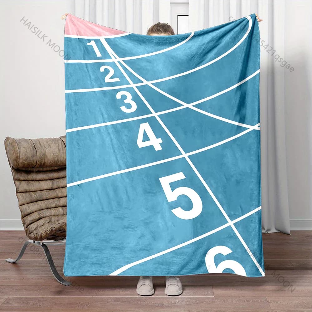 Coperta con stampa di numeri e tracciato curvo, calda, morbida e soffice, per bambini e adulti, per divano, letto, viaggi, campeggio, camper.