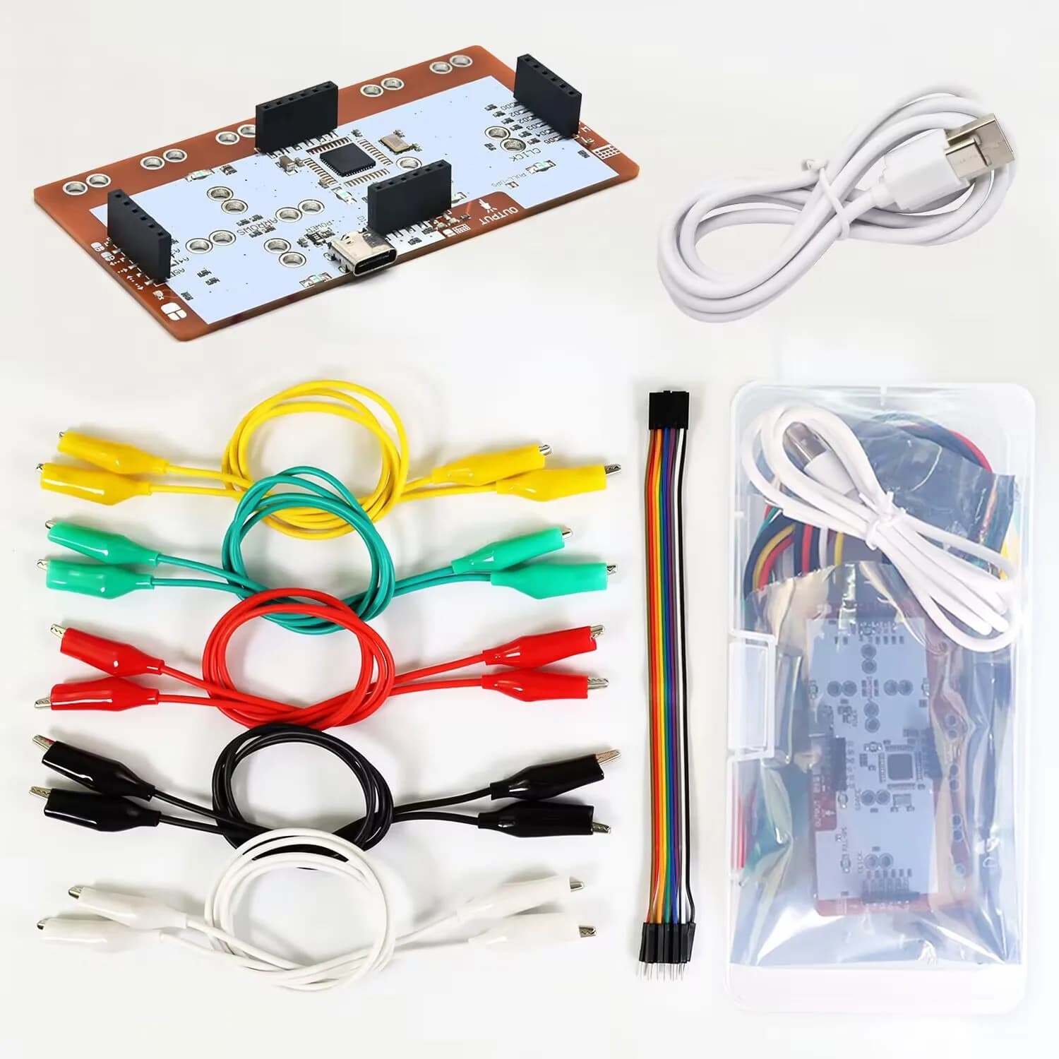 KEYESTUDIO Starter Crocodile Clip and Crocodile Cable for Arduino produces Stem Education Fun + Type-C USB + Board EDU P Kit