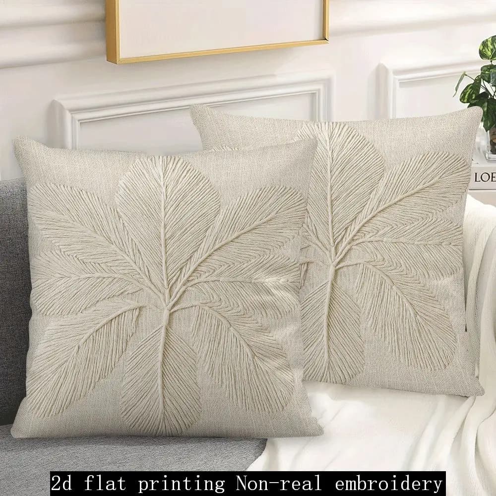 2 fodere per cuscini con motivo a foglie, adatte per fodere per cuscini decorativi per camere da letto, soggiorni e divani.