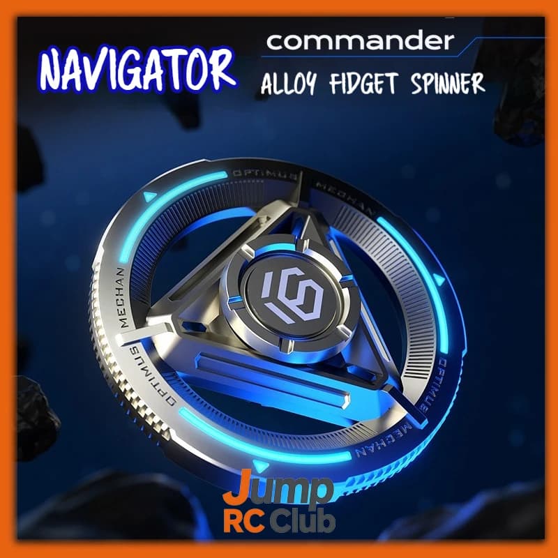 Spinner Luminoso Navigator in Metallo, Giocattolo Antistress EDC, Luce Verde, Allevia l'Ansia, per Ragazzi e Ufficio